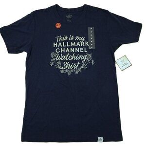 NWT Hallmark Movie Watching Shirt t-shirt Medium Blue Hallmark Christmas Movie M